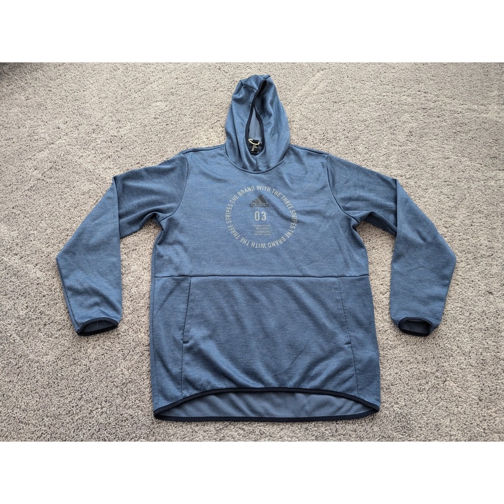 Adidas Climawarm Hoodie Mens‎ Large Pullover Sweatshirt Blue Athletic Sports